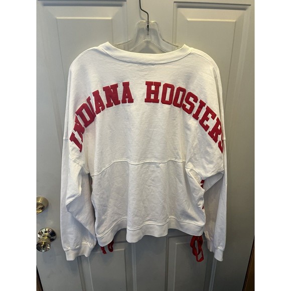Indiana University IU “ Spirit Jersey “ Brand Lace Side Long Sleeve Shirt Top XL - Picture 2 of 3